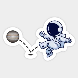 Astronaut plays Jupiter Soccer Sticker